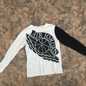 Nike White & Black Long Sleeve Tee